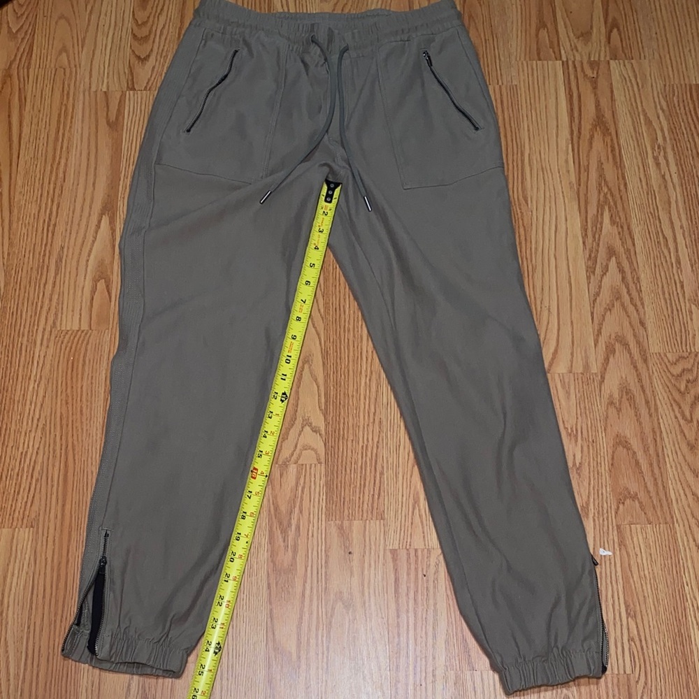 Misses or Junior Elastic Waist Joggers Olive Casual Zip Pocket Sweatpants 00063